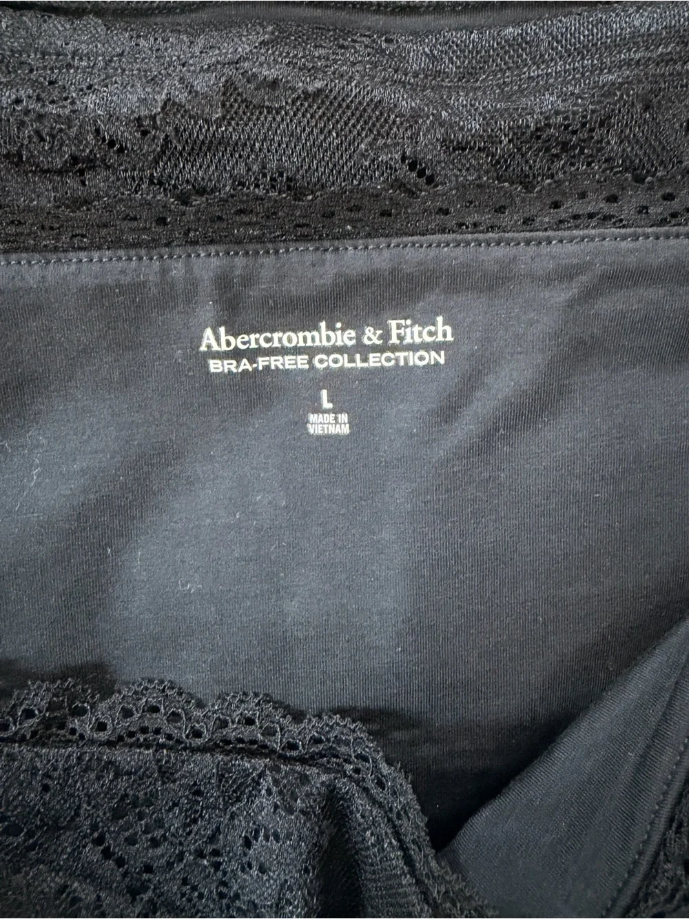 Abercrombie & Fitch Black Off-the-Shoulder Lace Long-Sleeve Top - Picture 7 of 8